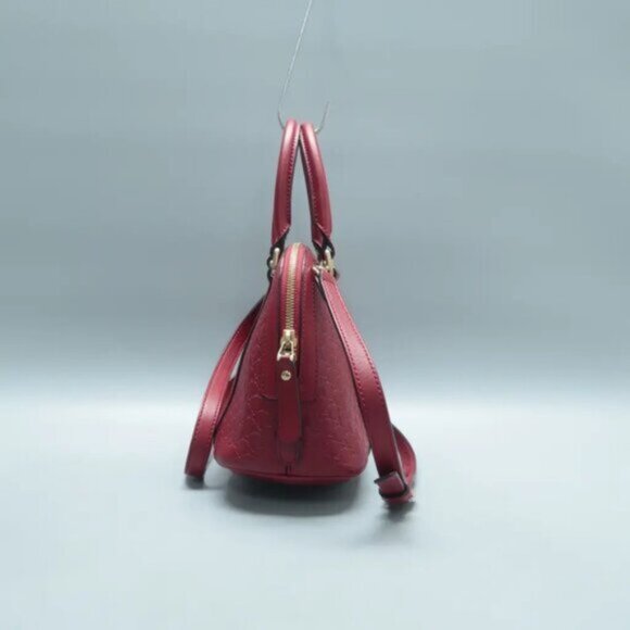 GUCCI Dome Red GG Leather Satchel 380-020125 - Picture 6 of 12